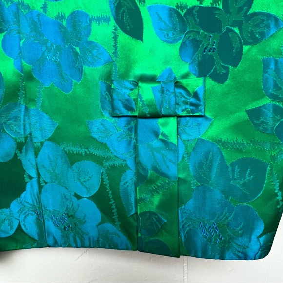 Vintage Floral Damask Green Blue 3/4 Sleeve Cropped Jacket Women’s Size XL - Picture 9 of 12